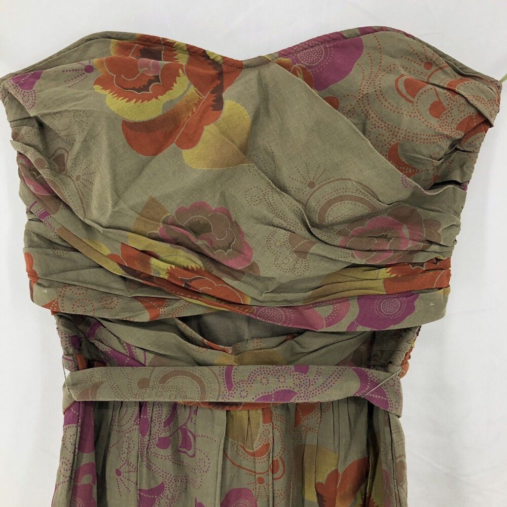 Flounce Nordstrom Multi Floral Strapless Ruched Pleated Belted Dress 2